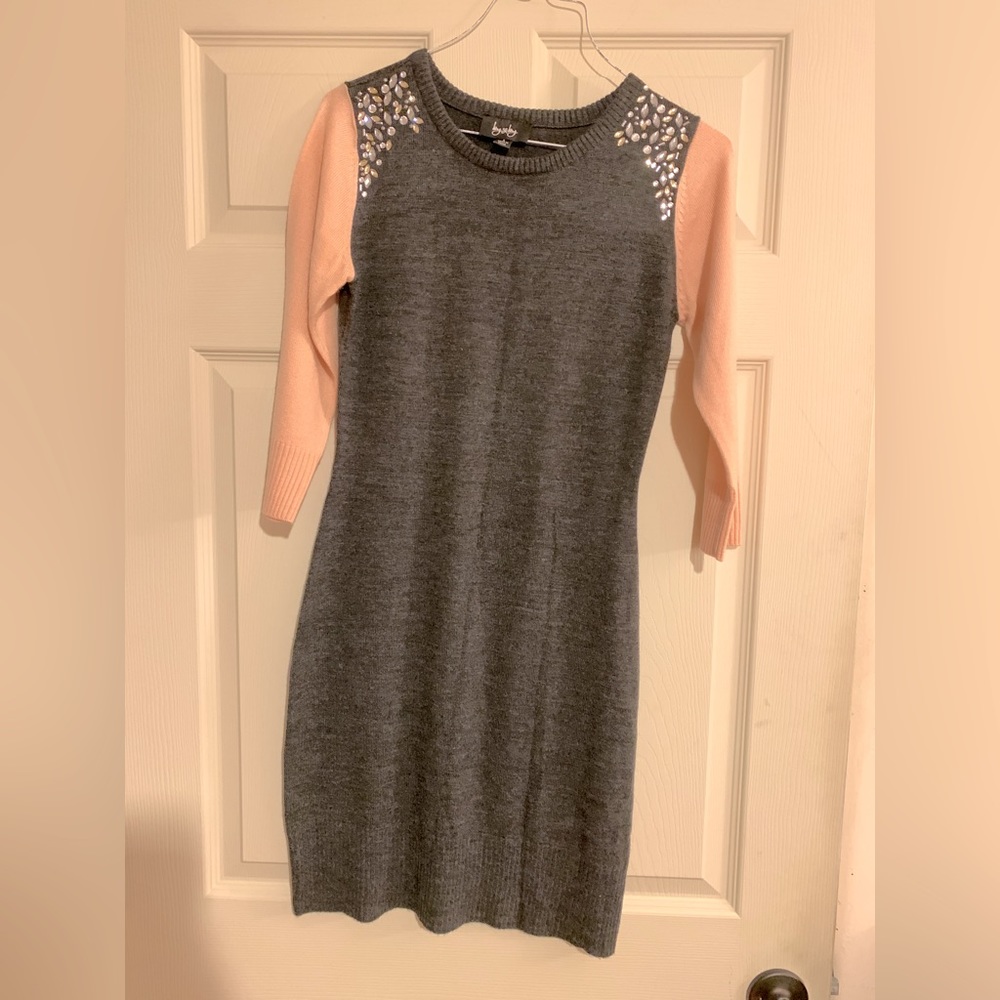 Grey and pink sweater dress